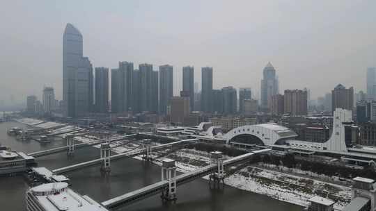 武汉科技馆雪景航拍