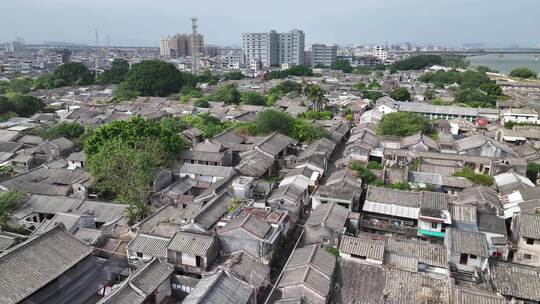 广东潮州市潮安区市头村龙湖古寨航拍风光