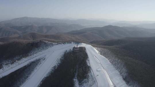 航拍吉林延边梦都美滑雪场冬季风光