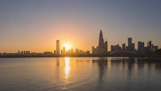 深圳湾后海天际线日落延时美景