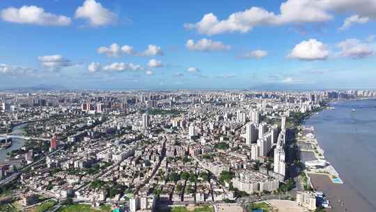 汕头内海湾海滨路老城区航拍