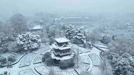 航拍洛阳王城公园雪景视频素材模板下载