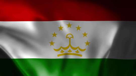 塔吉克斯坦挥舞国旗。塔吉克斯坦国旗挥舞动视频素材模板下载