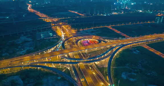 长沙湘府路立交桥夜景延时