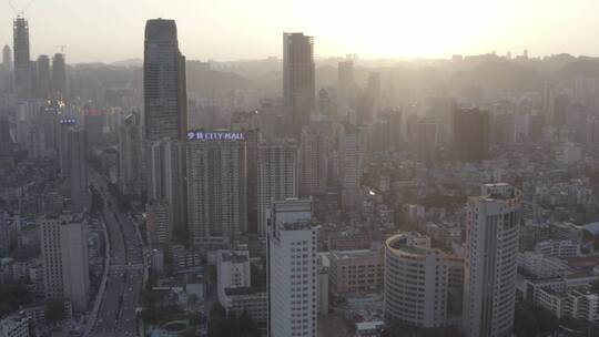 航拍贵州贵州市区｜日落旁晚｜高楼建筑夜景