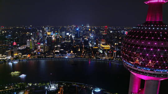 上海航拍外滩灯光秀
