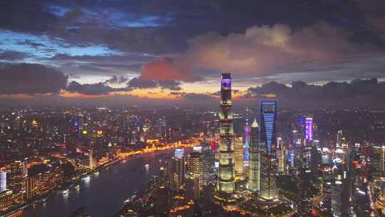 上海夜景 陆家嘴夜景 金融城 城市晚霞