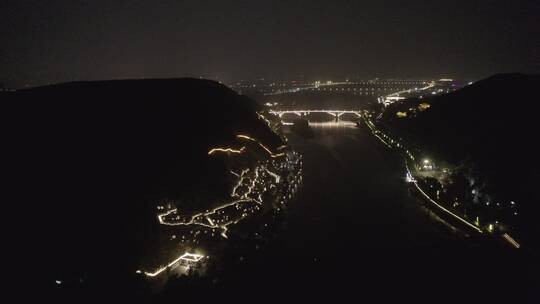 龙门石窟夜景航拍香山寺洛阳景点文化