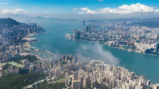 香港维多利亚港城市全景航拍
