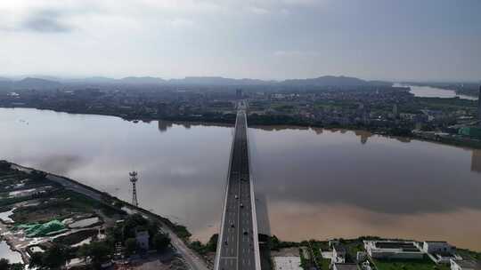 广东潮州韩江大桥地标建筑航拍