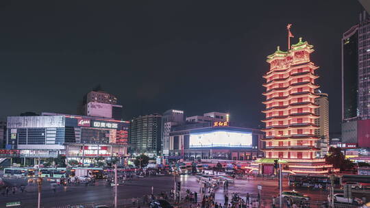 郑州二七广场夜景延时摄影4K高清HDR视频