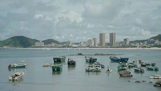 小渔船 海陵岛 闸坡 阳江 海上风景视频素材模板下载