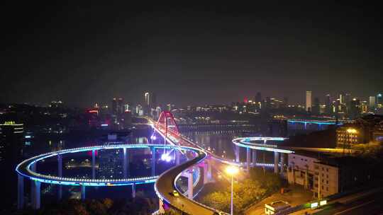 重庆菜园坝大桥夜景航拍