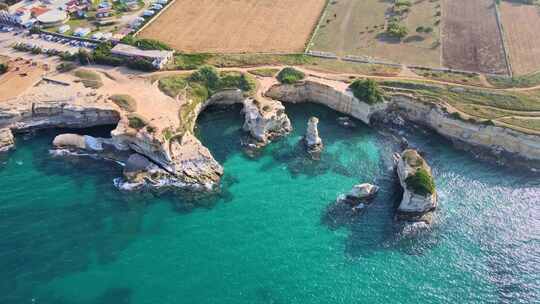 城市海岸线海边风景航拍