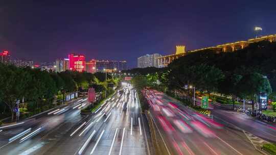 南宁城市街道街景交通高速公路车流夜景延时