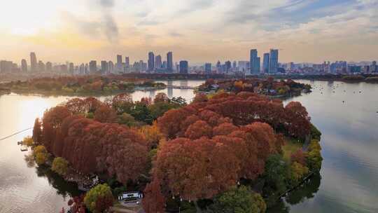 【5分钟】南京紫峰大厦 玄武湖秋景视频素材模板下载