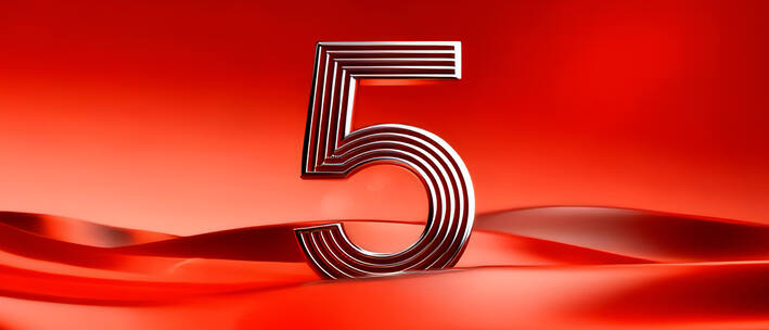 简约红色主题背景金属数字倒计时开场动画