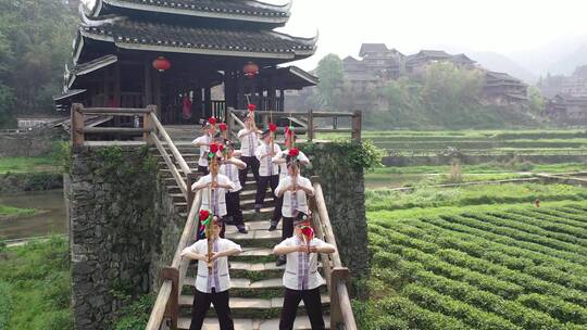 程阳八寨风雨桥视频素材模板下载