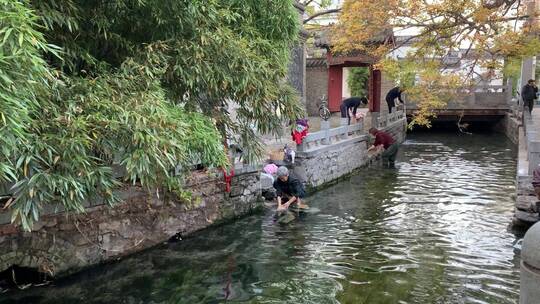 老济南院子人家生活，小桥流水视频素材模板下载