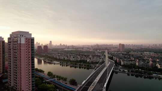 天津海河海津大桥复兴门地铁站城市交通风光