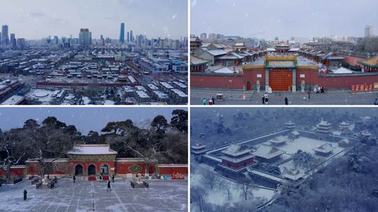 沈阳一宫两陵 冬天雪景高清在线视频素材下载