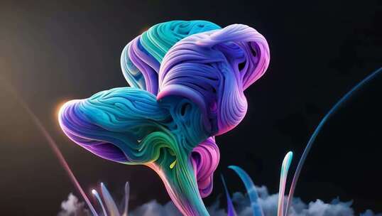 彩色抽象流体3D渲染素材