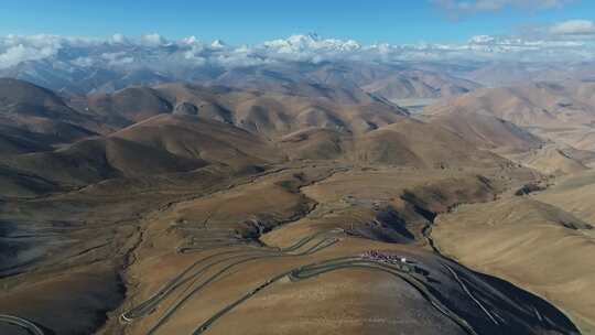 西藏日喀则加乌拉山口航拍视频素材模板下载