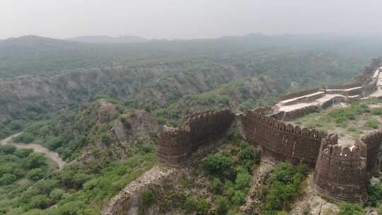 巴基斯坦山中城墙航拍