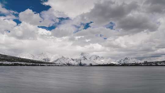 河流湖泊雪山延时摄影