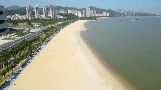 广东珠海海天公园沙滩航拍