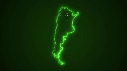 霓虹绿阿根廷地图边界轮廓环路背景