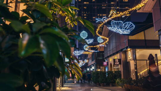 成都太古里轨道移动延时夜景视频素材模板下载