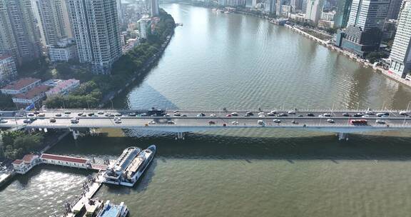 广州江湾大桥交通航拍