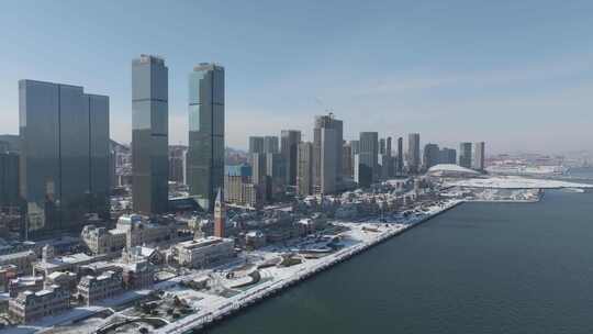 城市雪景 冬天 城市雪景航拍