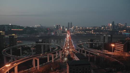 重庆菜园坝大桥傍晚到夜延时4k