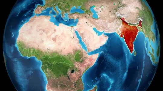 使用网格V04缩放地球印度地图