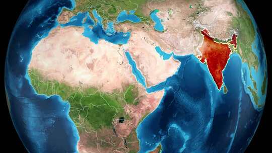 使用网格V04缩放地球印度地图视频素材模板下载