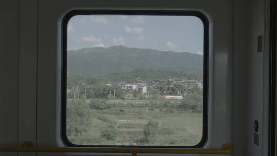 火车沿途风景 车窗外景色视频素材模板下载