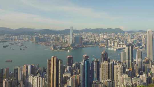 香港维多利亚港中环海滨海港海洋城市天际线