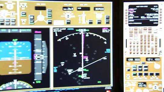 在电脑前监测飞机飞行状态视频素材模板下载