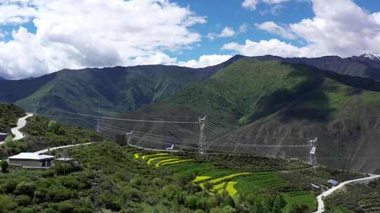 西藏 山间村庄 航拍空境