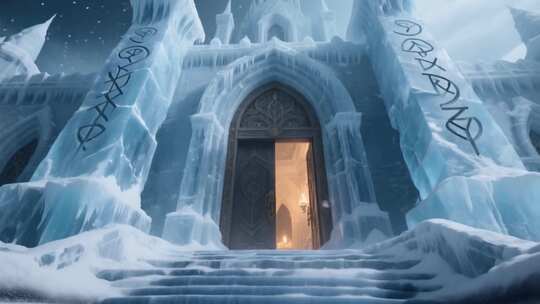 冰雪城堡大门开启场景