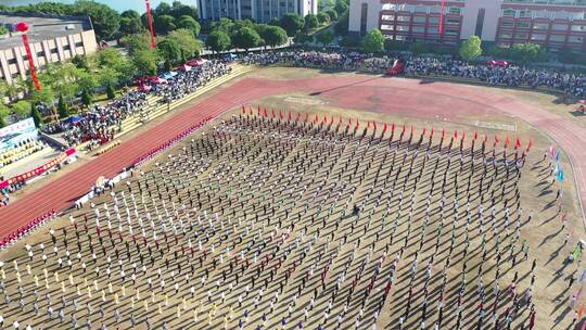 学校操场运动会航拍校运会体育活动