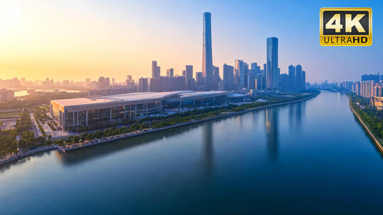 广州城市风景跨海大桥港口贸易视频素材5