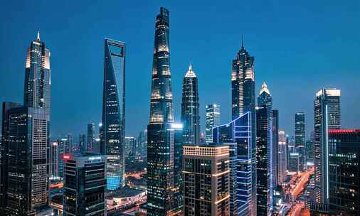 上海陆家嘴城市建筑夜景