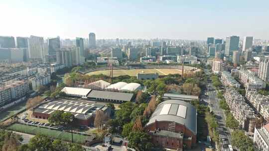 上海市江湾体育场上海杨浦建筑航拍