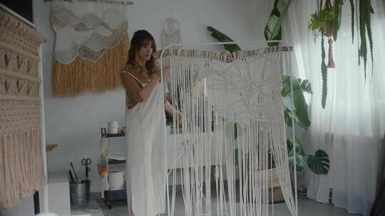 女人，Macrame，刺绣，艺术家