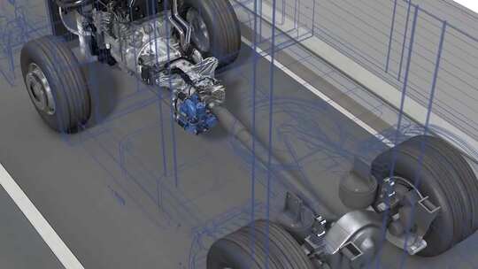 三维展示货车发动机变速箱结构科技