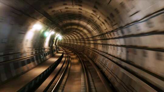 4K-第一视角看穿梭中的地铁隧道视频素材模板下载