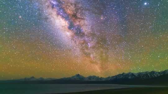 赛里木湖夜晚星空银河视频素材模板下载